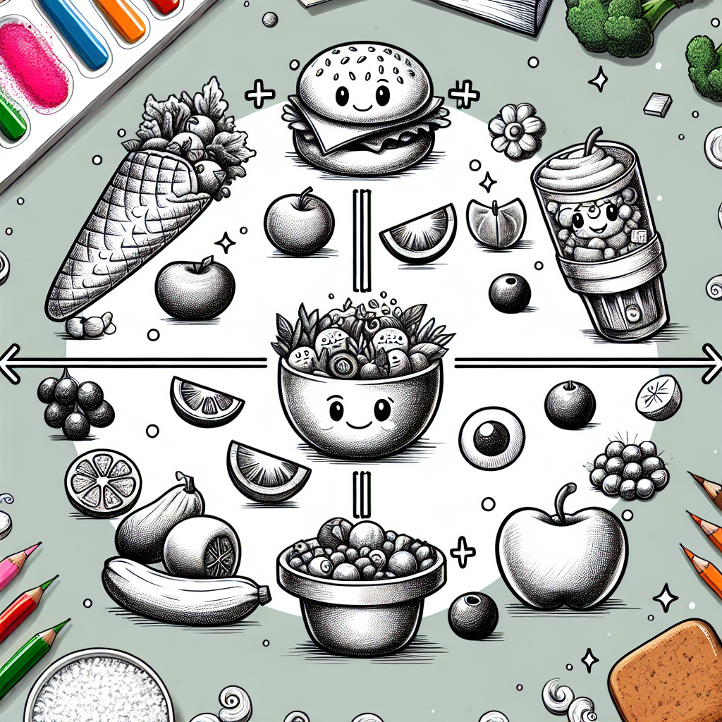 Menginspirasi Anak dengan Sketsa Mewarnai Kartun Makanan 4 Sehat 5 Sempurna